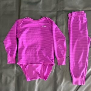 Patagonia Purple Striped Base Layer Set 3T
